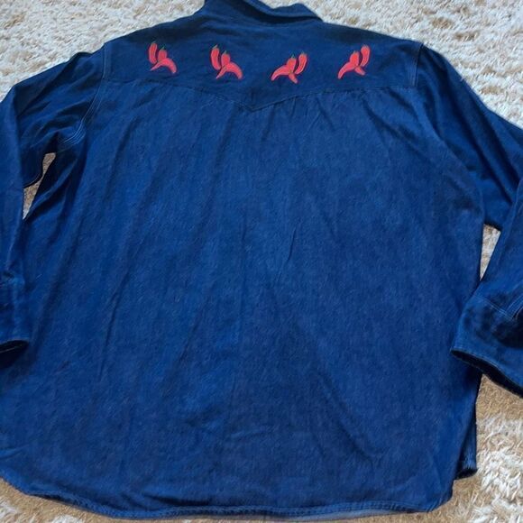 Vintage Carhartt Denim Pearl Snap Shirt Rugged Western Cowboy 2XL - Picture 13 of 15